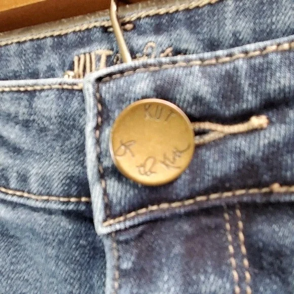 Kut from the Kloth Distressed Medium Blue Bootcut Jeans - Picture 2 of 7